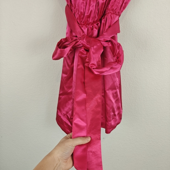 Anthropologie Maeve Nwot Pink Bow-Tie Satin Mini Dress Fairycore Whimsical Sz 4 - Picture 6 of 16